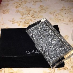 Edie Parker backlit silver confetti clutch bag